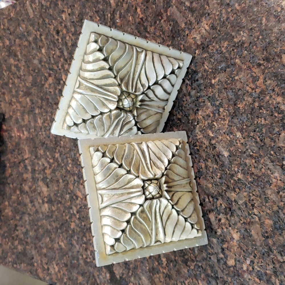 Chunky Vintage Pair of Deco Floral Curtain Tiebacks